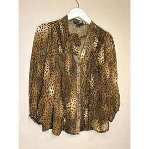 Y2K Paper Tee Women's Large Sheet Leopard Animal Print Indie Sleaze Blouse